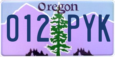 OR license plate 012PYK