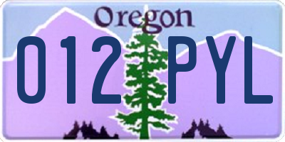 OR license plate 012PYL