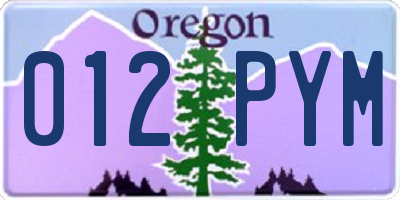 OR license plate 012PYM