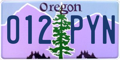 OR license plate 012PYN