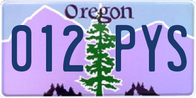 OR license plate 012PYS