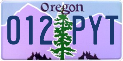 OR license plate 012PYT