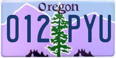 OR license plate 012PYU