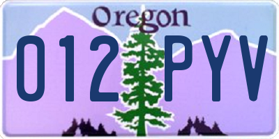 OR license plate 012PYV