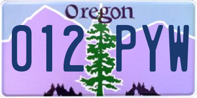OR license plate 012PYW