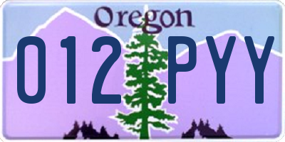 OR license plate 012PYY