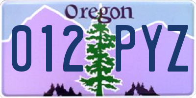 OR license plate 012PYZ