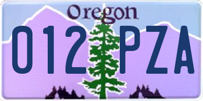 OR license plate 012PZA