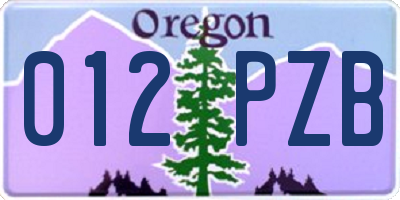 OR license plate 012PZB