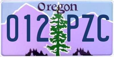 OR license plate 012PZC
