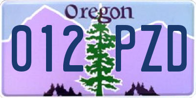 OR license plate 012PZD