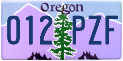 OR license plate 012PZF