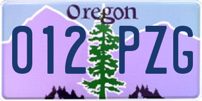 OR license plate 012PZG