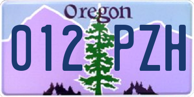 OR license plate 012PZH