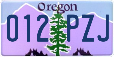OR license plate 012PZJ