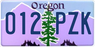OR license plate 012PZK