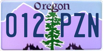 OR license plate 012PZN