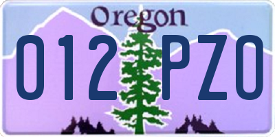 OR license plate 012PZO