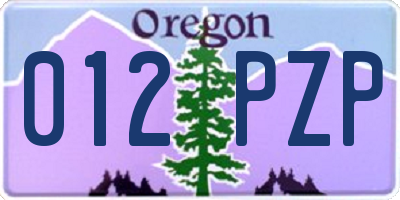 OR license plate 012PZP