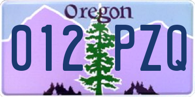 OR license plate 012PZQ