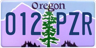 OR license plate 012PZR