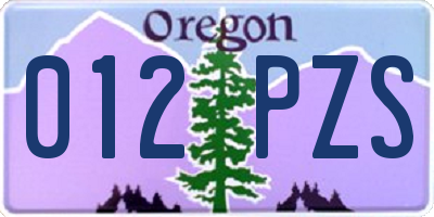 OR license plate 012PZS