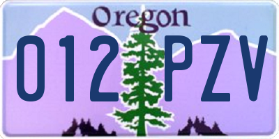 OR license plate 012PZV