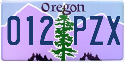 OR license plate 012PZX