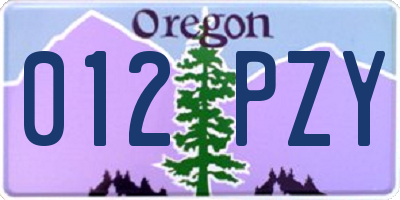 OR license plate 012PZY