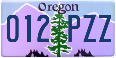 OR license plate 012PZZ