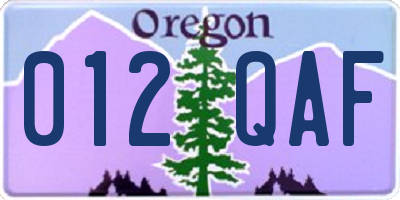 OR license plate 012QAF