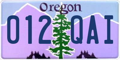 OR license plate 012QAI