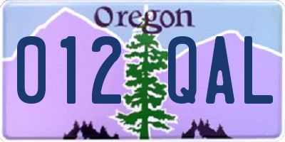 OR license plate 012QAL