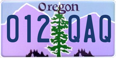 OR license plate 012QAQ