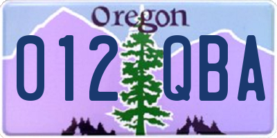 OR license plate 012QBA