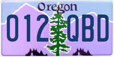 OR license plate 012QBD