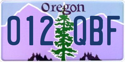 OR license plate 012QBF