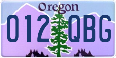 OR license plate 012QBG