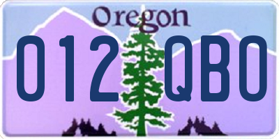 OR license plate 012QBO
