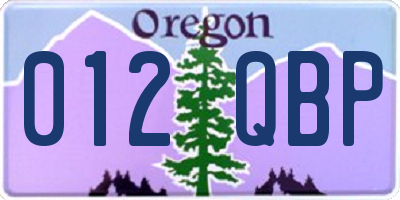 OR license plate 012QBP