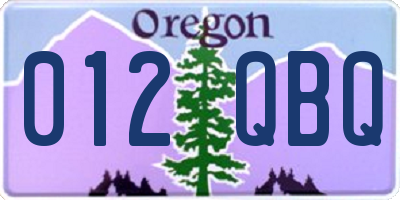 OR license plate 012QBQ
