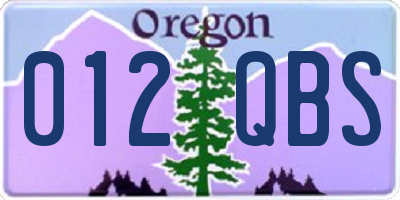 OR license plate 012QBS