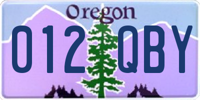 OR license plate 012QBY