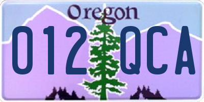 OR license plate 012QCA