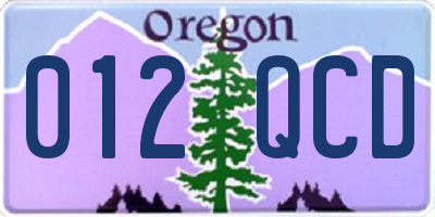 OR license plate 012QCD