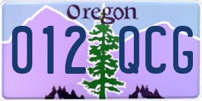 OR license plate 012QCG