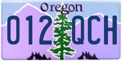 OR license plate 012QCH