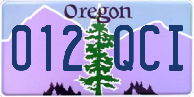 OR license plate 012QCI