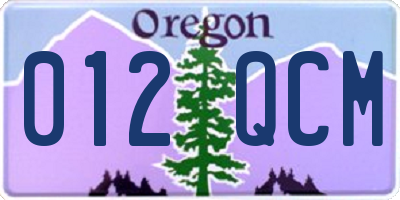 OR license plate 012QCM
