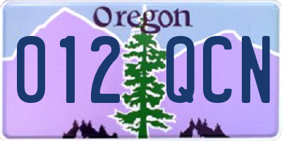 OR license plate 012QCN